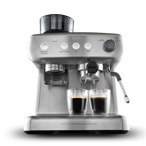 Oster® Cafetera para Espresso Perfect Brew, 15 Bar, con Molino Integrado, Acero Inoxidable, BVSTEM7300