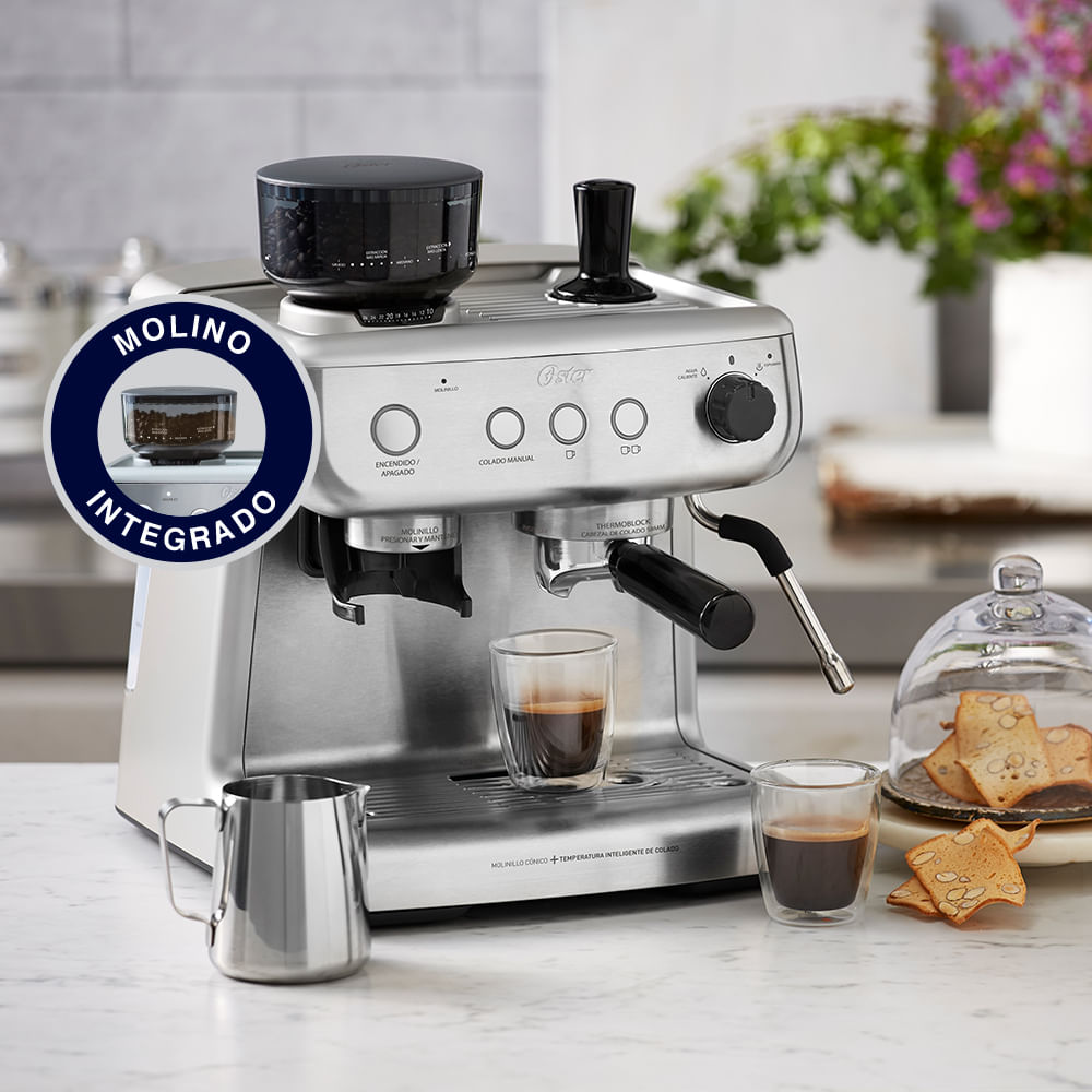 Oster® Cafetera para Espresso Perfect Brew, 15 Bar, con Molino