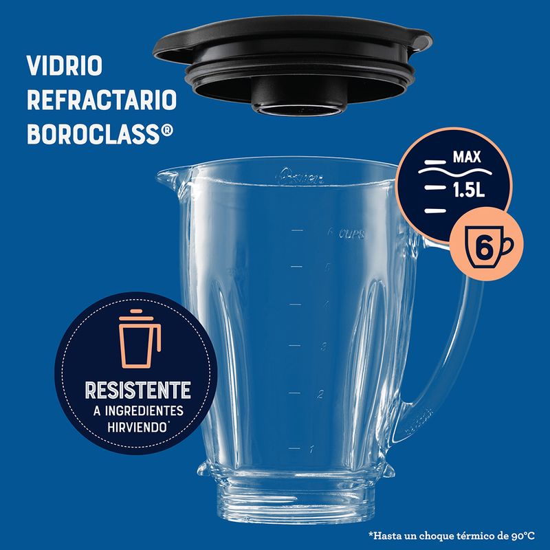 Oster Licuadora con Control de Perilla 2 Velocidades mas Pulso con Vaso de Vidrio 800 W Niquel BLSTKAG NRD