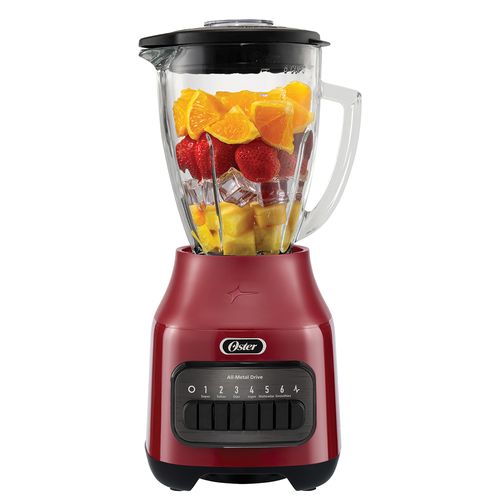 Oster® Licuadora, 6 Velocidades más Pulso, con Vaso de Vidrio Refractario Boroclass®, Rojo, BLSTPEG-RPB