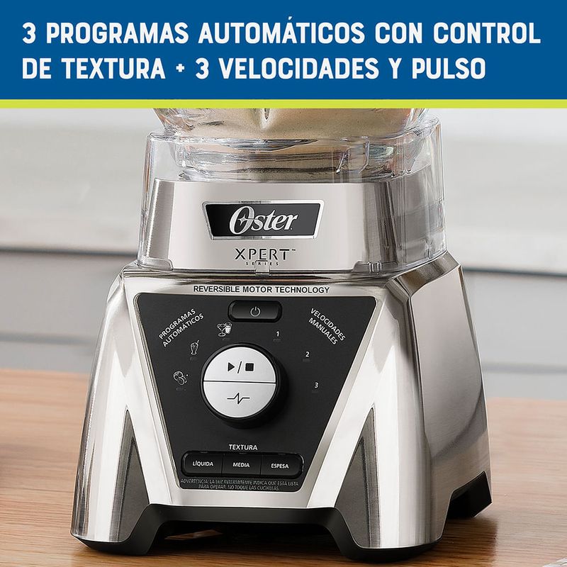 Licuadora-Xpert-Series™-Oster®-3-Programas-Automaticos-Control-de-Textura-Vaso-de-Vidrio-Vaso-Tritan™-Blend-N-Go-Niquelada-BLST3B-CPG