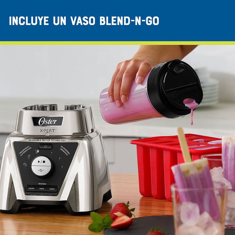 Licuadora-Xpert-Series™-Oster®-3-Programas-Automaticos-Control-de-Textura-Vaso-de-Vidrio-Vaso-Tritan™-Blend-N-Go-Niquelada-BLST3B-CPG