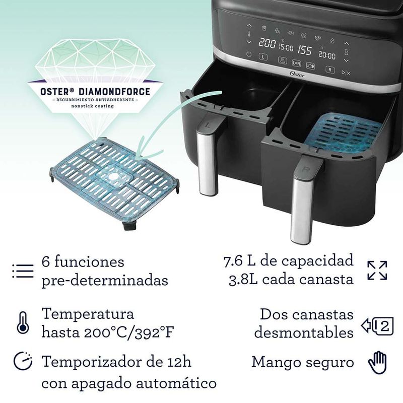 Freidora-de-Aire-Dual-Oster®-con-Recubrimiento-Antiadherente-DiamondForce-2-Canastas-Capacidad-76-Lt-CKSTAF7MCDDF