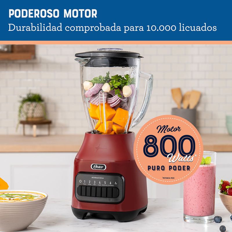 Licuadora-Oster®-con-Vaso-de-Vidrio-6-Velocidades-mas-Pulso-Rojo